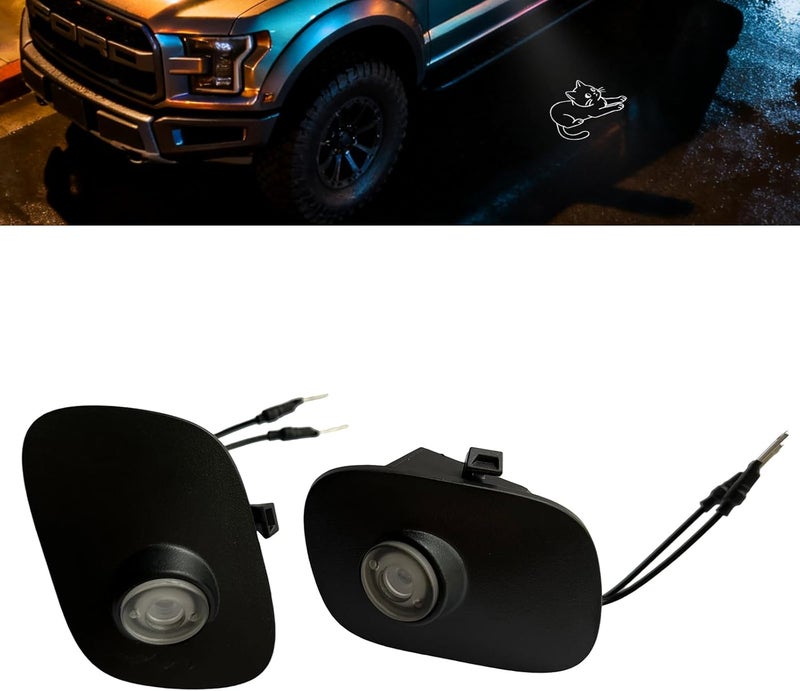 MKRLSTKM 2Pcs Side Mirror Logo LED Welcome Light Puddle Lamp Projector Door Light Floor Light Accessories Suitable for Ford F150 F250 F350 2015 2016 2017 2018 2019 2020 2021 2022 2023 2024 2025 - Image 1